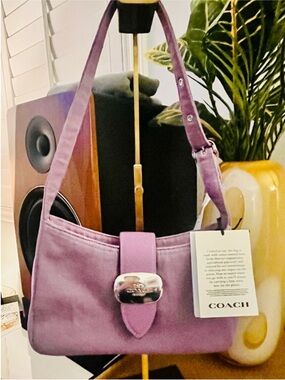 Coach Eliza in Iris Purple Denim Shoulder Bag with Silver Hardware